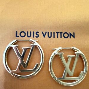 Louis Vuitton Louise Hoop Gold Tone Earrings